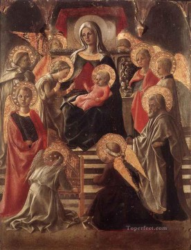  santos pintura - Virgen y el Niño entronizados con los santos renacentistas Filippo Lippi